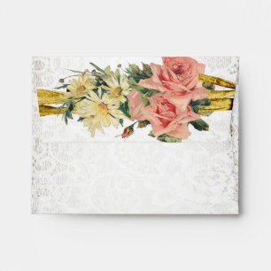 Rustic Lace & Vintage Floral Romance Envelope