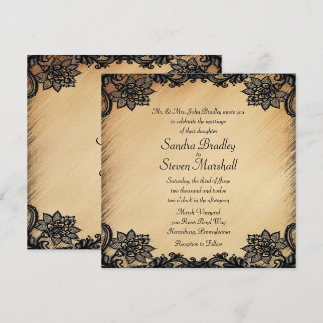Rustic Lace Wedding Invitation (Front/Back)