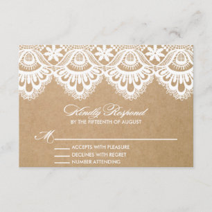 RUSTIC LACE WEDDING RSVP ENCLOSURE CARD