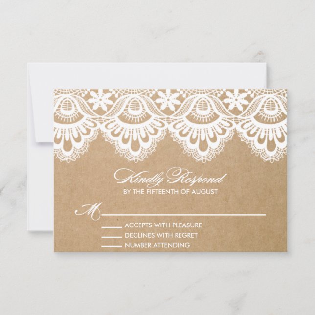 RUSTIC LACE | WEDDING RSVP ENCLOSURE CARD (Front)