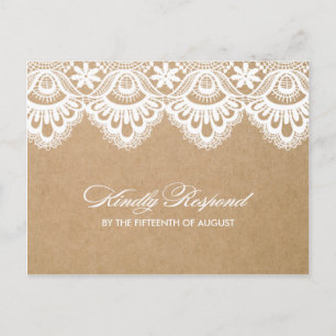 RUSTIC LACE   WEDDING RSVP POST CARD