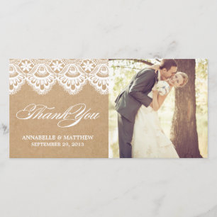 RUSTIC LACE   WEDDING THANK YOU PHOTO CARD