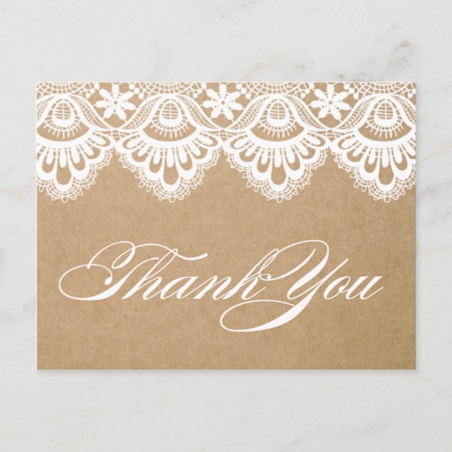 RUSTIC LACE | WEDDING THANK YOU POST CARD (Front)