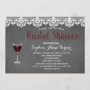 Rustic Lace Wine Tasting Bridal Shower Invitation