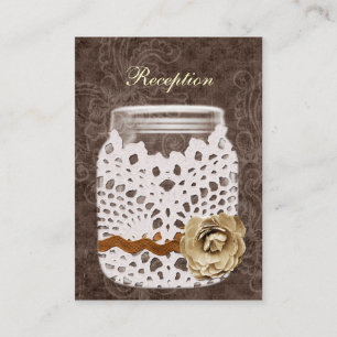 Rustic Lace Wrapped Mason Jar Wedding Enclosure Card