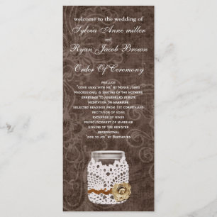 Rustic Lace Wrapped Mason Jar Wedding Programme