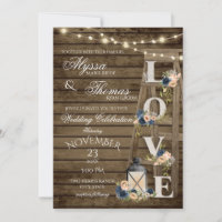 Rustic Ladder and Lights Vintage Blue Love Wedding