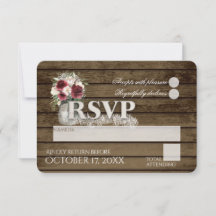 Rustic Ladder Love Burgundy Roses RSVP Wedding