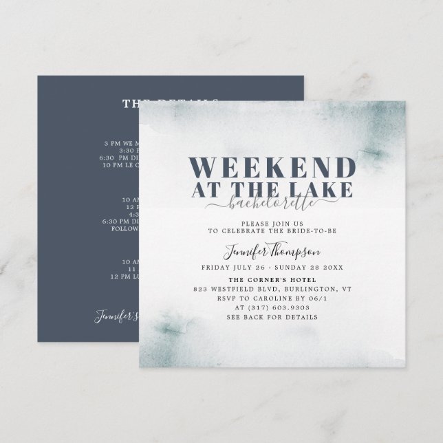 Rustic Lake Cabin Bachelorette Weekend Itinerary Invitation (Front/Back)