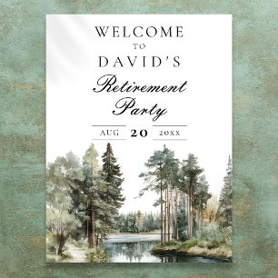 Rustic Lake Forest Retirement Party Welcome Sign
