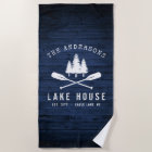 Rustic Lake House Boat Oars Trees Blue Wood Print