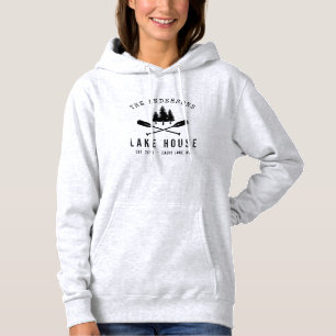 Rustic Lake House Boat Oars Trees Family Name Hoodie
