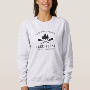 Rustic Lake House Boat Oars Trees Family Name Sweatshirt