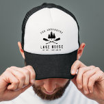 Rustic Lake House Boat Oars Trees Family Name Trucker Hat<br><div class="desc">A stylish baseball & trucker hat with your family name and "Lake House" or other desired text along with its established date and location. This custom, unique design features a silhouette of crossed boat oars and pine trees. To see more designs like this, feel free to visit my store here...</div>