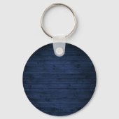 Rustic Lake House Oars Trees Blue Wood Print Round Key Ring (Back)