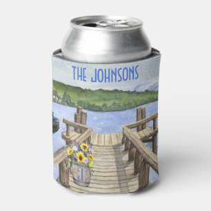 Rustic Lake House Themed Family Can Cooler