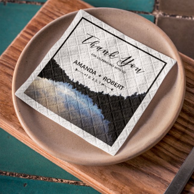  ©Rustic Lake Reflections Lakeside Wedding Custom Napkin (Creator Uploaded)