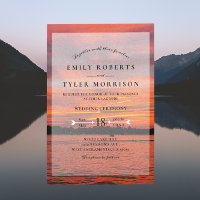 Rustic Lake Sunset Lakeside Wedding Invites ©