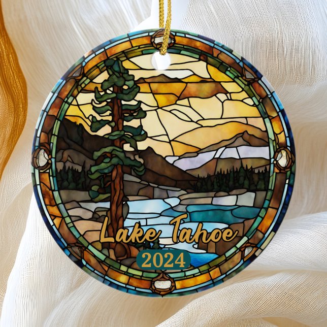 Rustic Lake Tahoe California Ceramic Tree Decoration (Creator Uploaded)