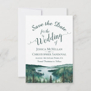 Rustic Lake Tahoe Watercolor Destination Wedding Save The Date