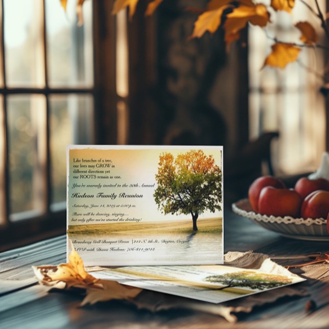 Rustic Lakeside Tree Family Reunion Party Invites (Creator Uploaded)