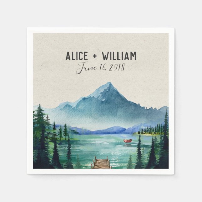 Rustic Lakeside Wedding Napkin (Front)