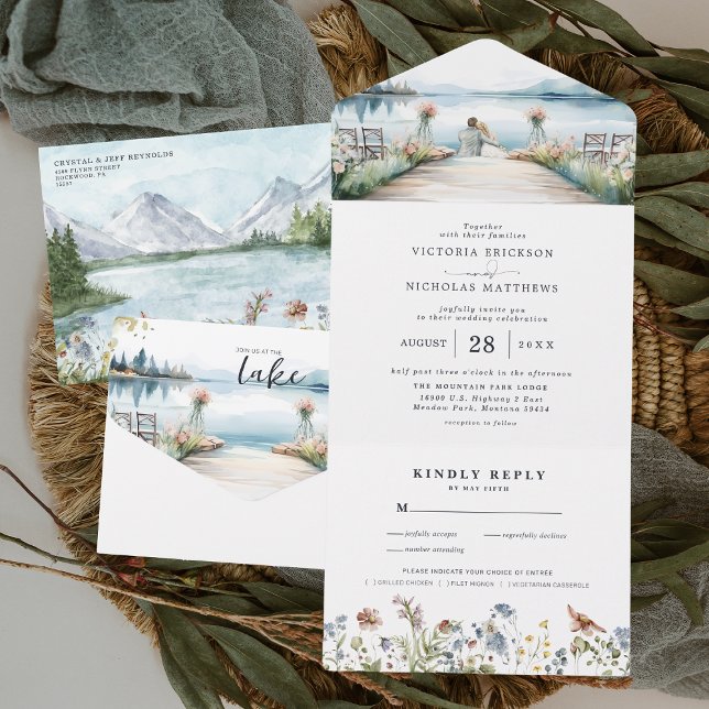 Rustic Lakeside Wildflower | Boho Wedding All In One Invitation (Creator Uploaded)