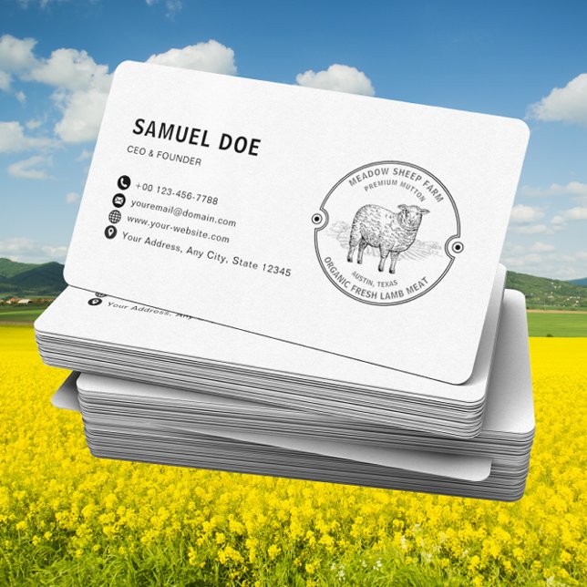Rustic Lamb Sheep Farm LOGO QR Code  Business Card (Creator Uploaded)