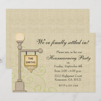 Rustic Lamp Post Housewarming Invitation