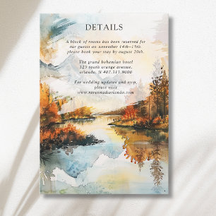 Rustic Landscape Mountain Lake Wedding Details Enclosure Card