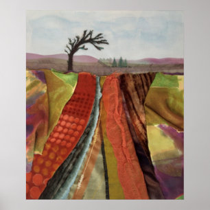 Rustic Landscape Textile Art Poster