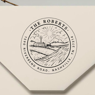 Rustic Landscape Vintage Family Return Address Rubber Stamp