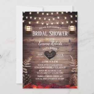 Rustic Lantern Autumn Wedding Bridal Shower Invitation