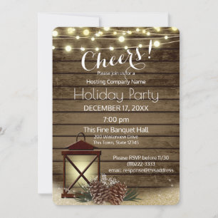 Rustic Lantern Corporate Holiday Party Invitation