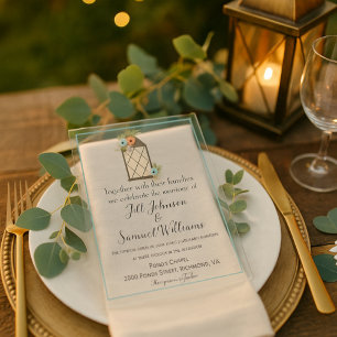 Rustic Lantern Floral  Acrylic Invitations