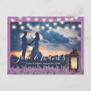 Rustic Lantern Lavender Floral Photo Thank You Postcard