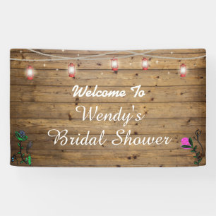 Rustic Lantern Lights Bridal Shower Poster Banner