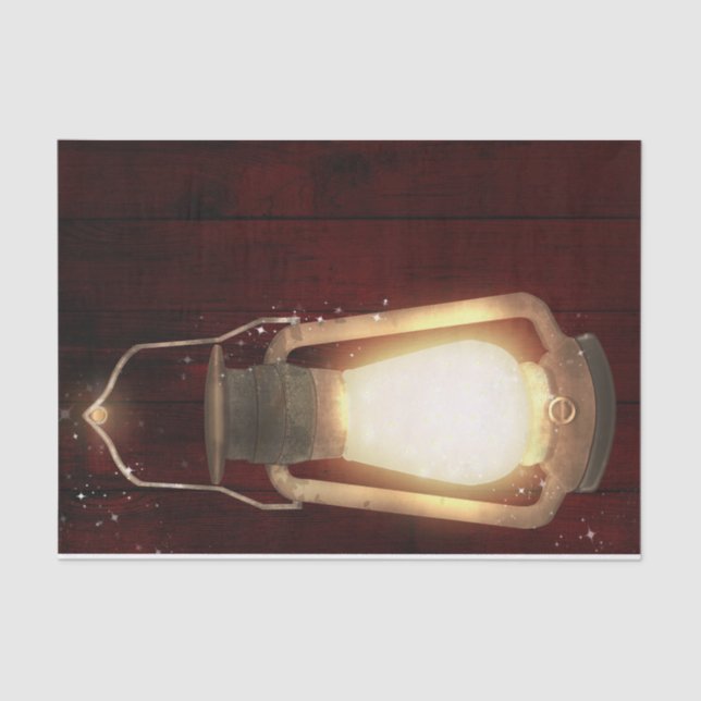 Rustic Lantern Lights Cherry Wood Barn Wedding Tissue Paper (Front)