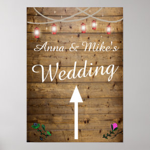 Rustic Lantern Lights Directions Poster