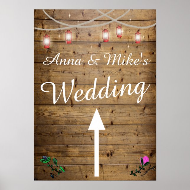 Rustic Lantern Lights Directions Poster (Front)