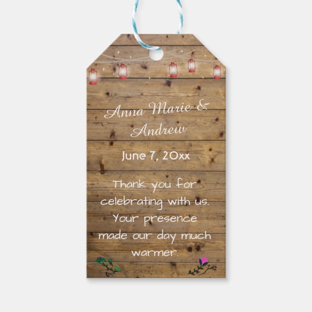 Rustic Lantern Lights Thank You Tag (Front)