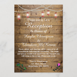 Rustic Lantern Lights Wedding Reception Card