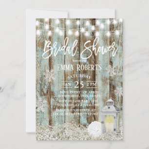 Rustic Lantern Snowflakes Winter Bridal Shower Invitation