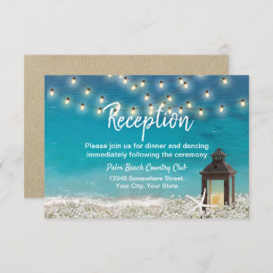 Rustic Lantern Starfish Beach Wedding Reception Invitation