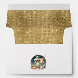 Rustic Lantern with Faux Gold Glitter Camp Bride Envelope