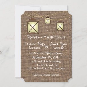 Rustic Lanterns and Burlap Invitation