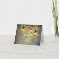 Rustic Lanterns and Tree Branch Wedding Thank You