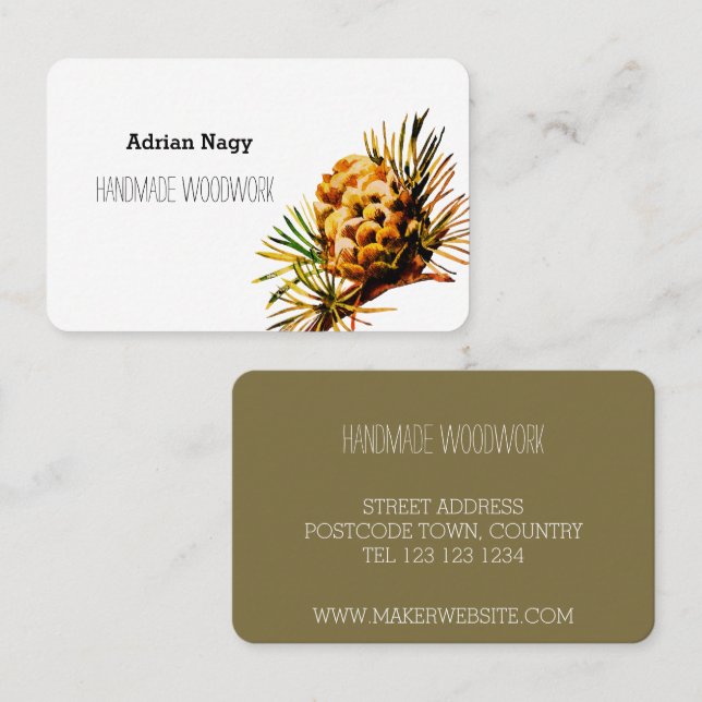 Rustic Larch cone business card (Front/Back)