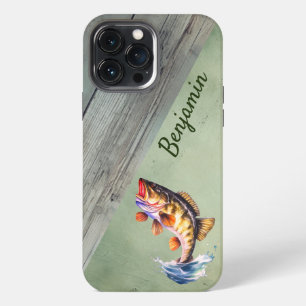 Rustic Large Mouth Bass Jumping Out Of The Water iPhone 13 Pro Max Case