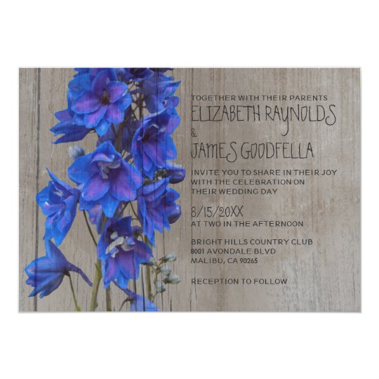 Rustic Larkspur Wedding Invitations
